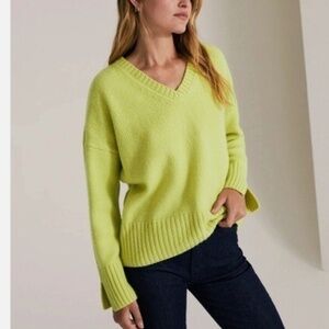 Favorite Daughter The William Sweater Merino Wool & Cashmere Blend Citron XL